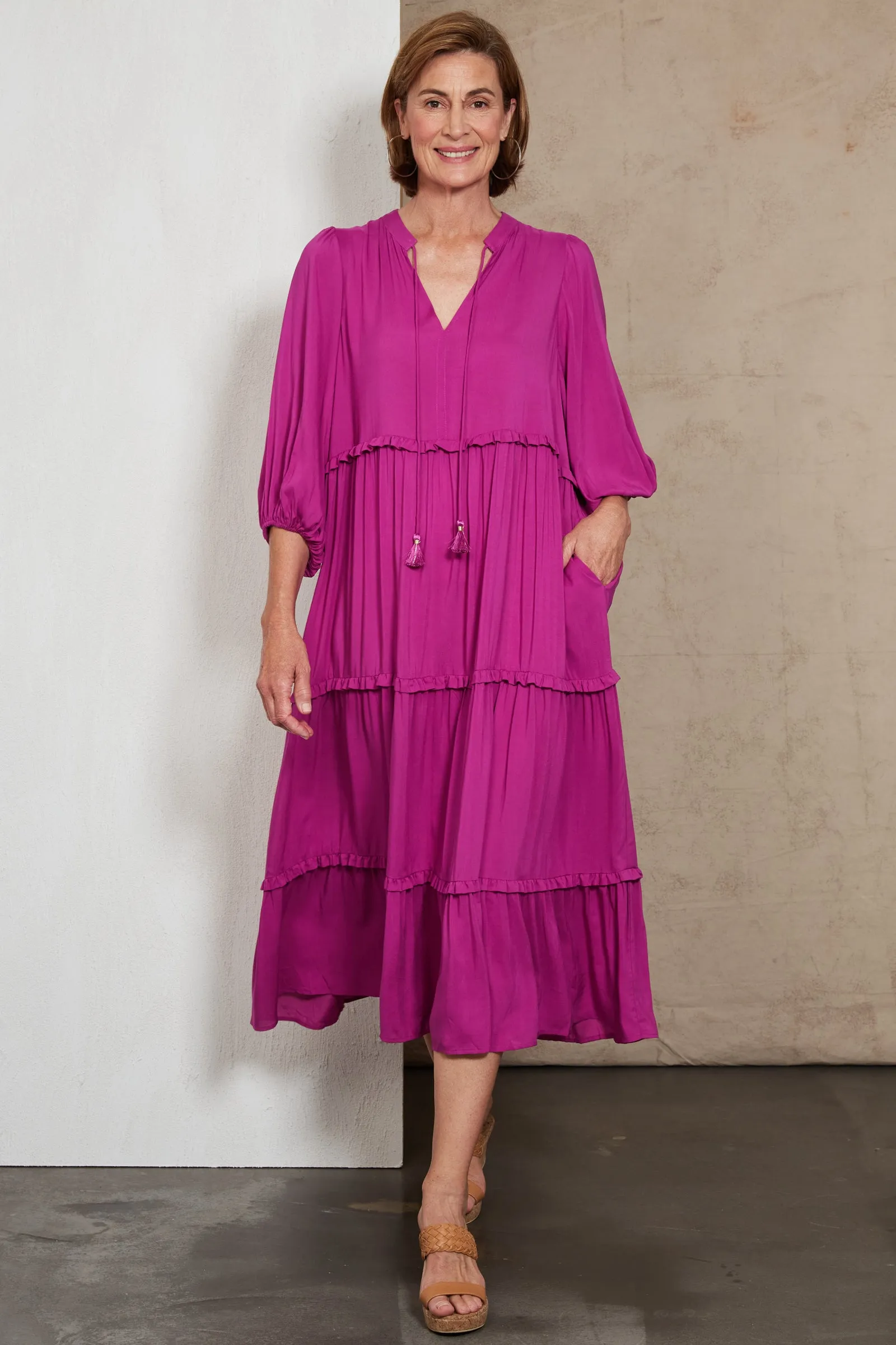 Eb & Ive Alma Tiered Dress - Orchid