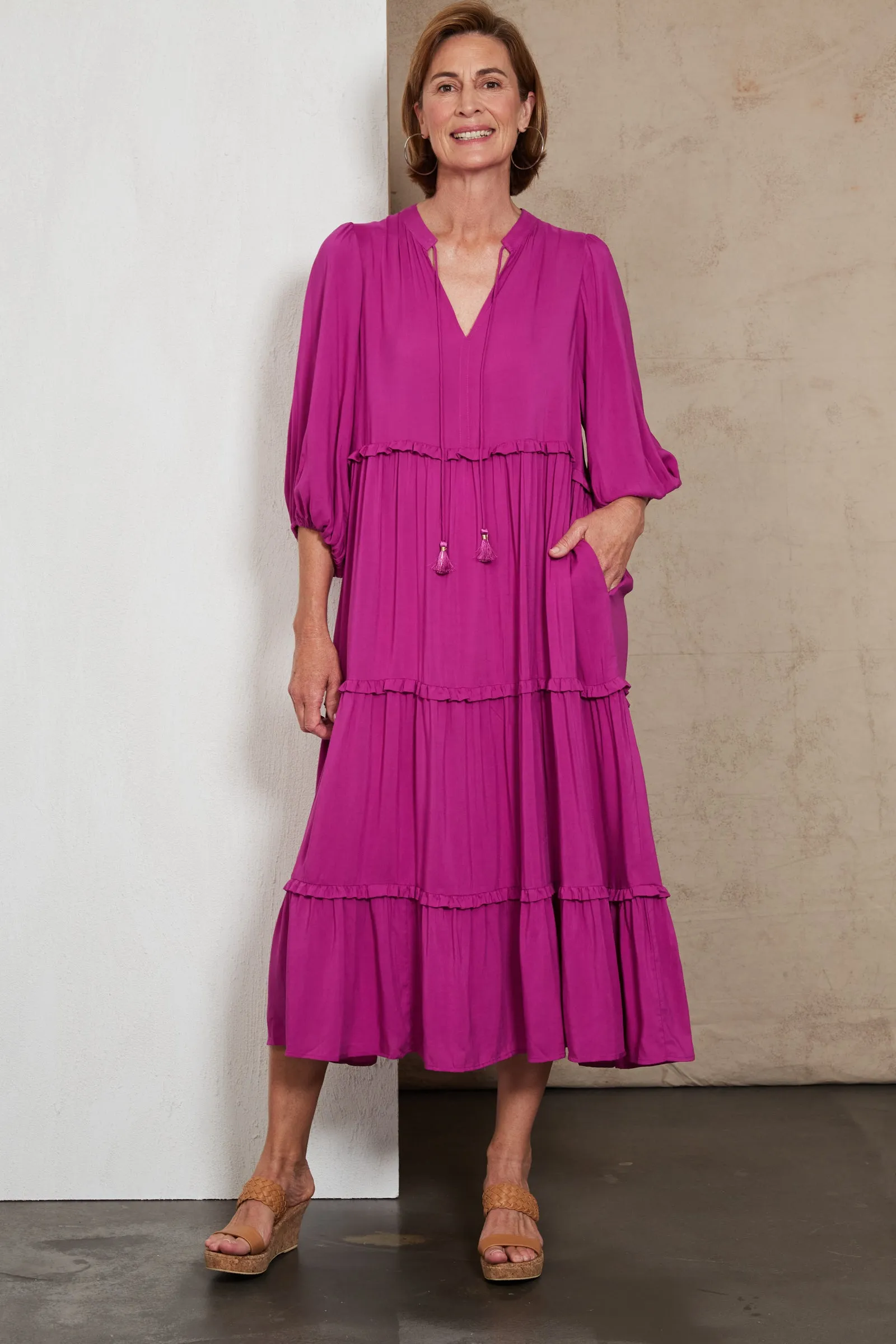 Eb & Ive Alma Tiered Dress - Orchid