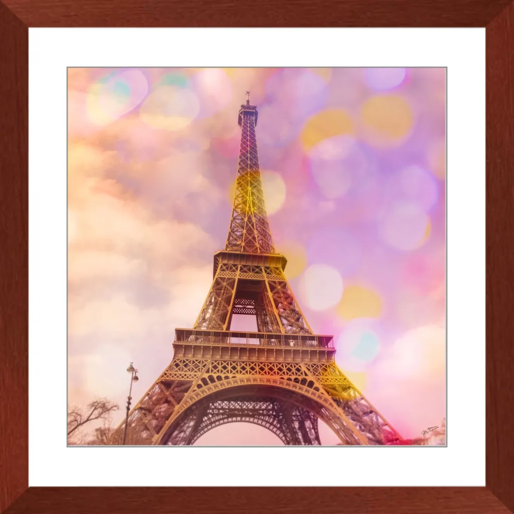 Eiffel Tower Sunset Framed Art Print