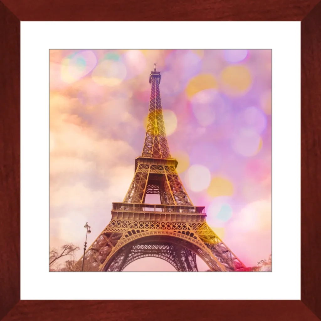 Eiffel Tower Sunset Framed Art Print