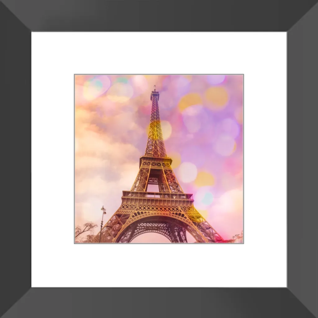 Eiffel Tower Sunset Framed Art Print
