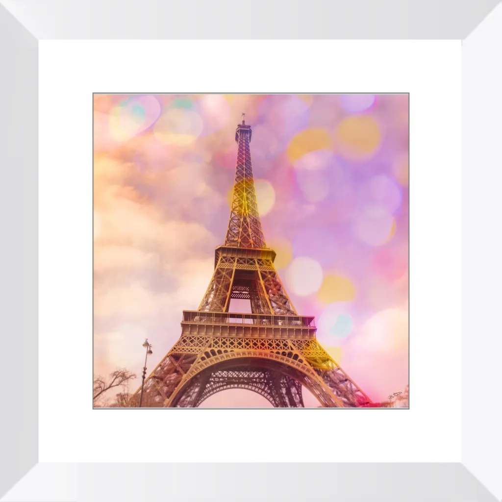 Eiffel Tower Sunset Framed Art Print