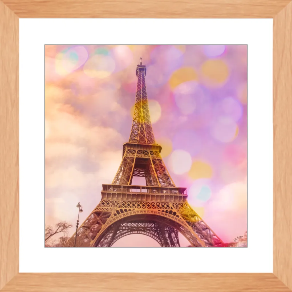 Eiffel Tower Sunset Framed Art Print