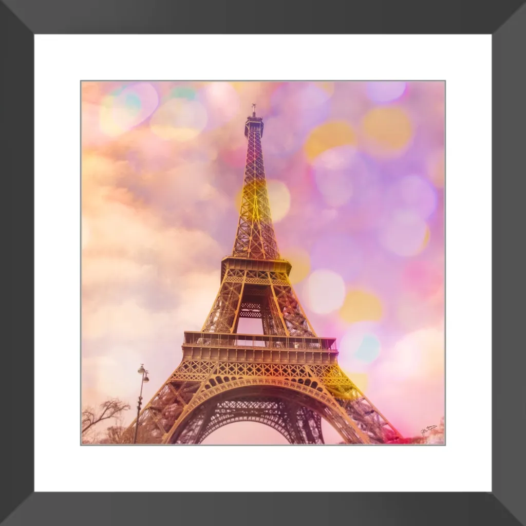 Eiffel Tower Sunset Framed Art Print