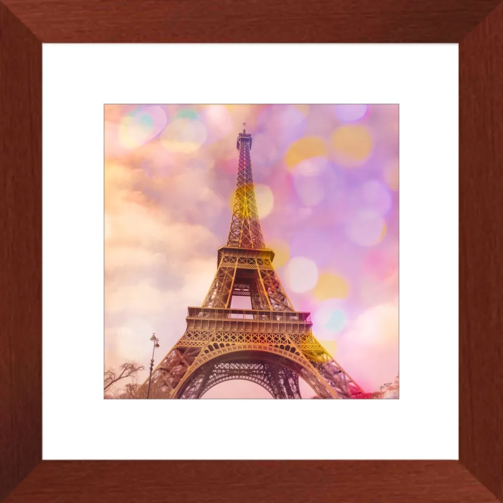 Eiffel Tower Sunset Framed Art Print