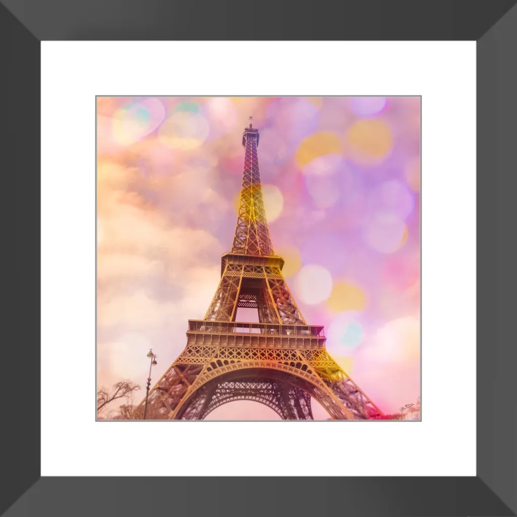 Eiffel Tower Sunset Framed Art Print