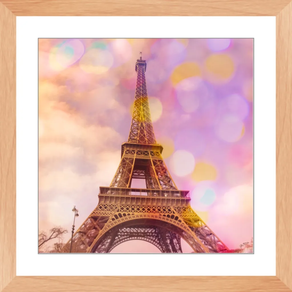 Eiffel Tower Sunset Framed Art Print