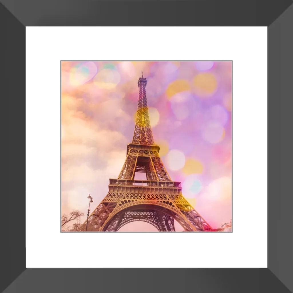 Eiffel Tower Sunset Framed Art Print