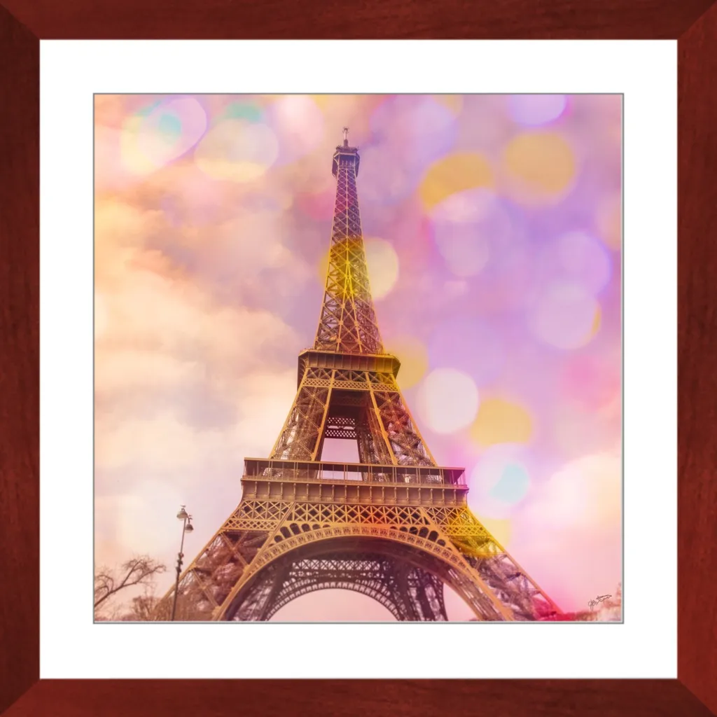 Eiffel Tower Sunset Framed Art Print