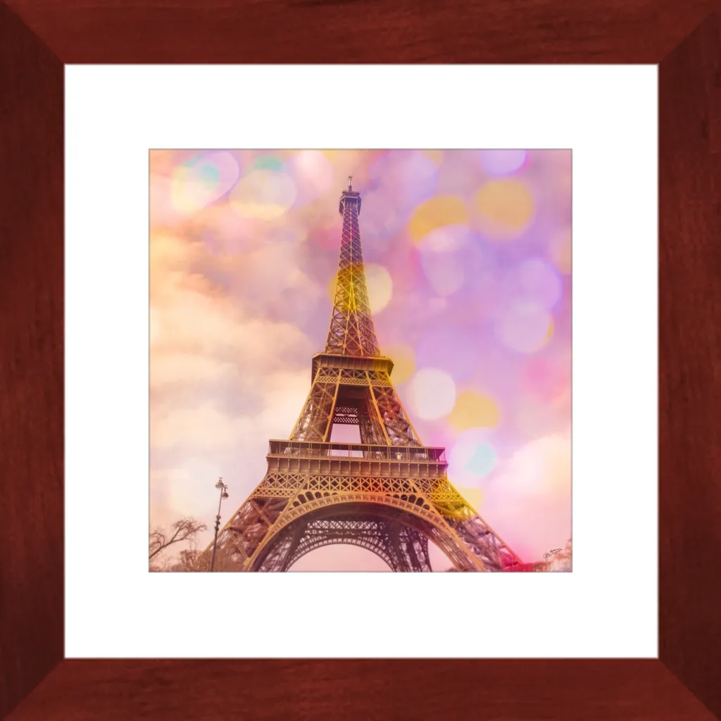 Eiffel Tower Sunset Framed Art Print