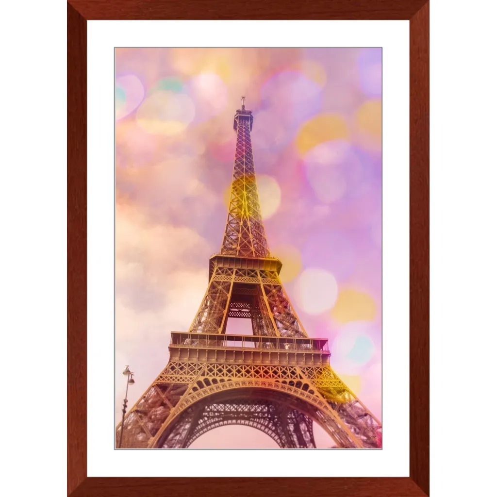 Eiffel Tower Sunset Framed Art Print
