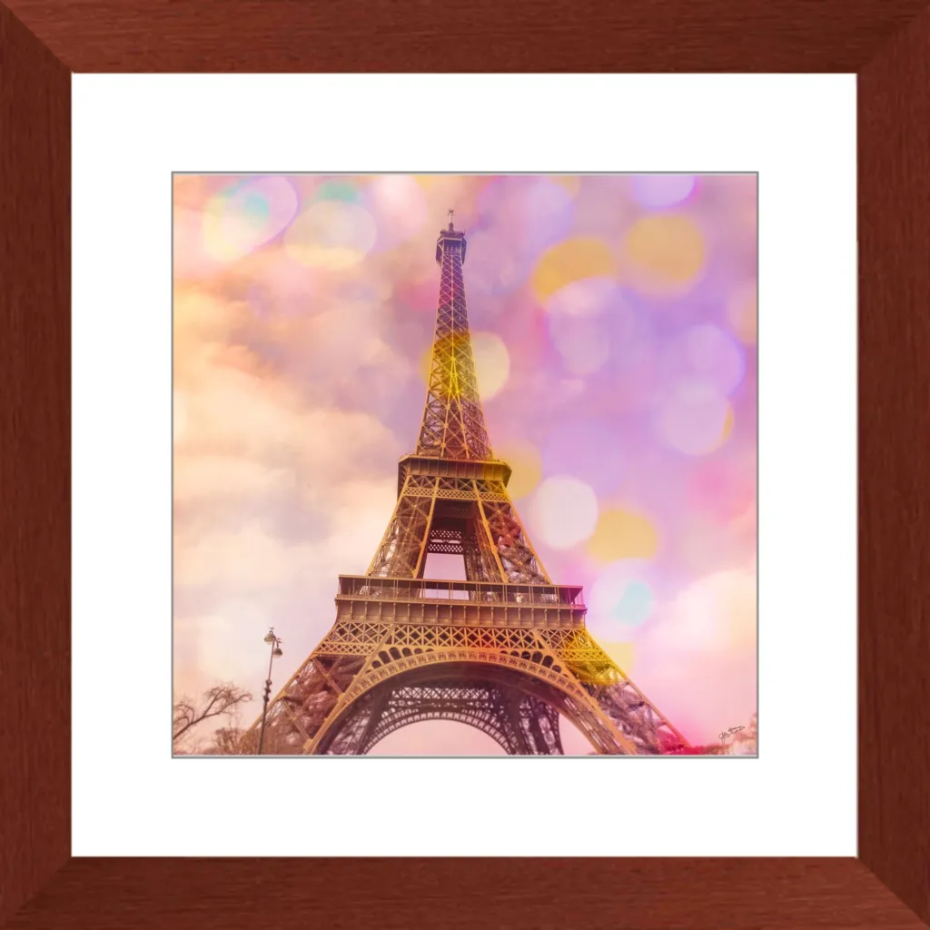 Eiffel Tower Sunset Framed Art Print