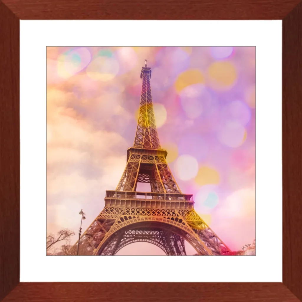 Eiffel Tower Sunset Framed Art Print