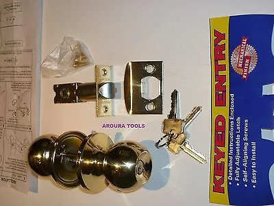 ENTRANCE DOOR LOCK WITH 3  KEYS -GOLD COLOUR- NEW IN BOX