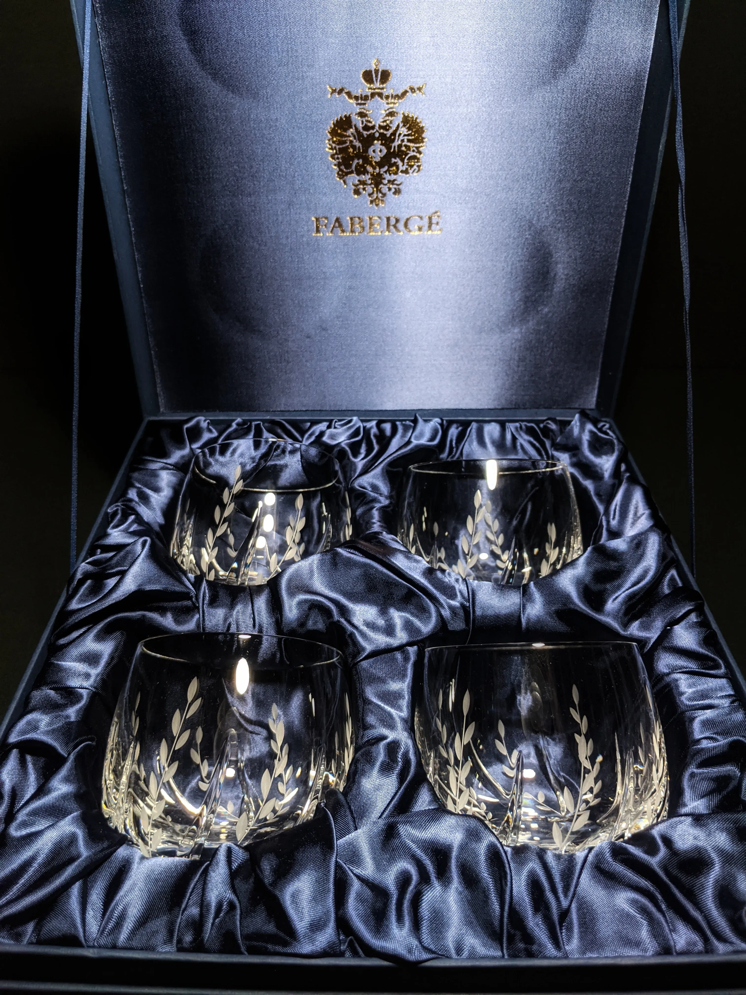 Faberge Clear Crystal Old Fashioned Glasses