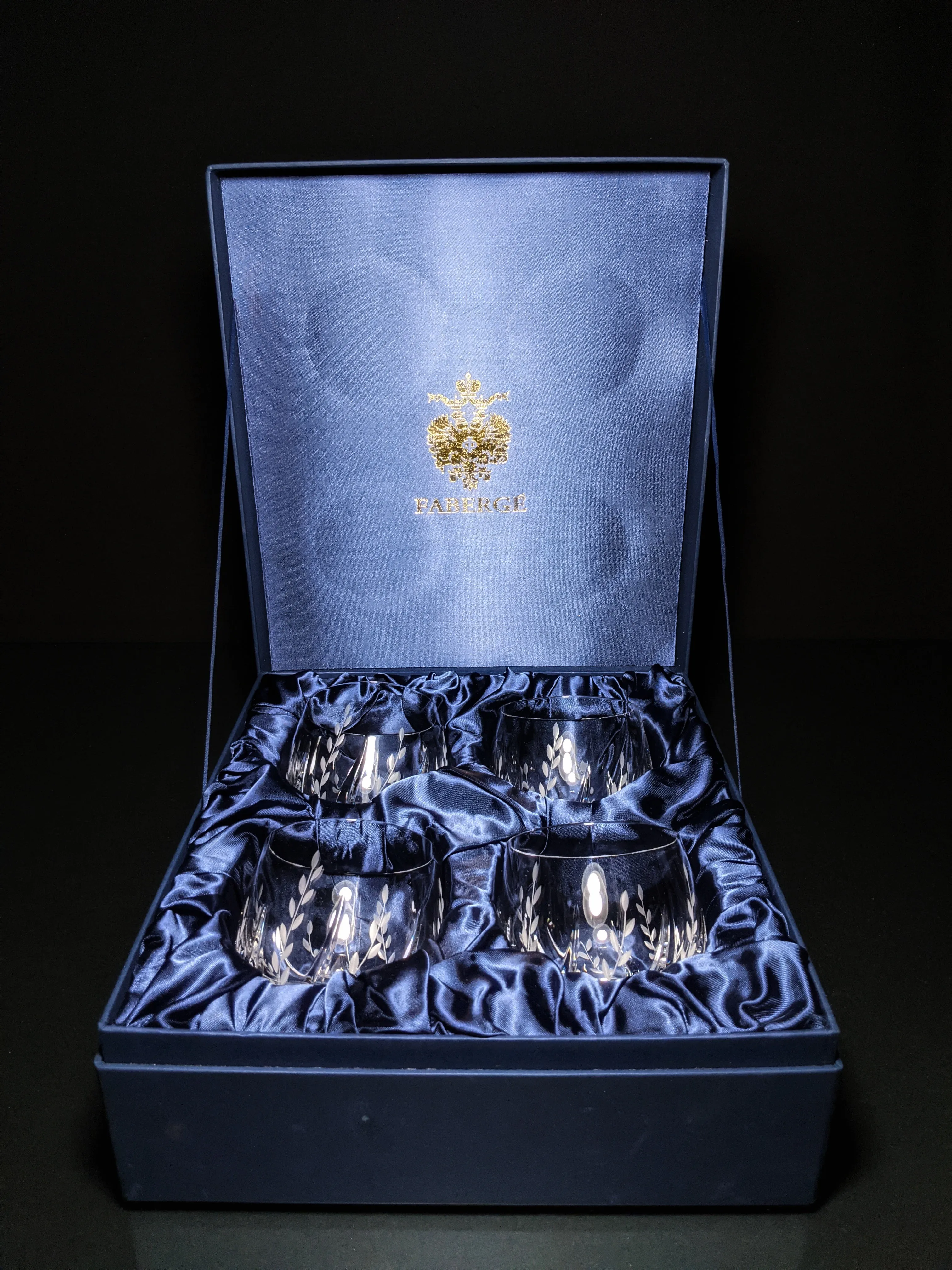 Faberge Clear Crystal Old Fashioned Glasses