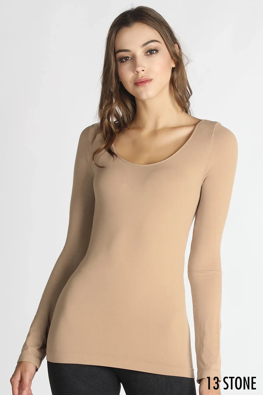 Fairleigh Long Sleeve Scoop Neck Stone