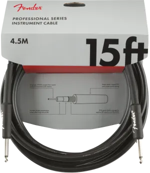 Fender Professional Series Instrument Cable, Straight/Straight, 15', Black