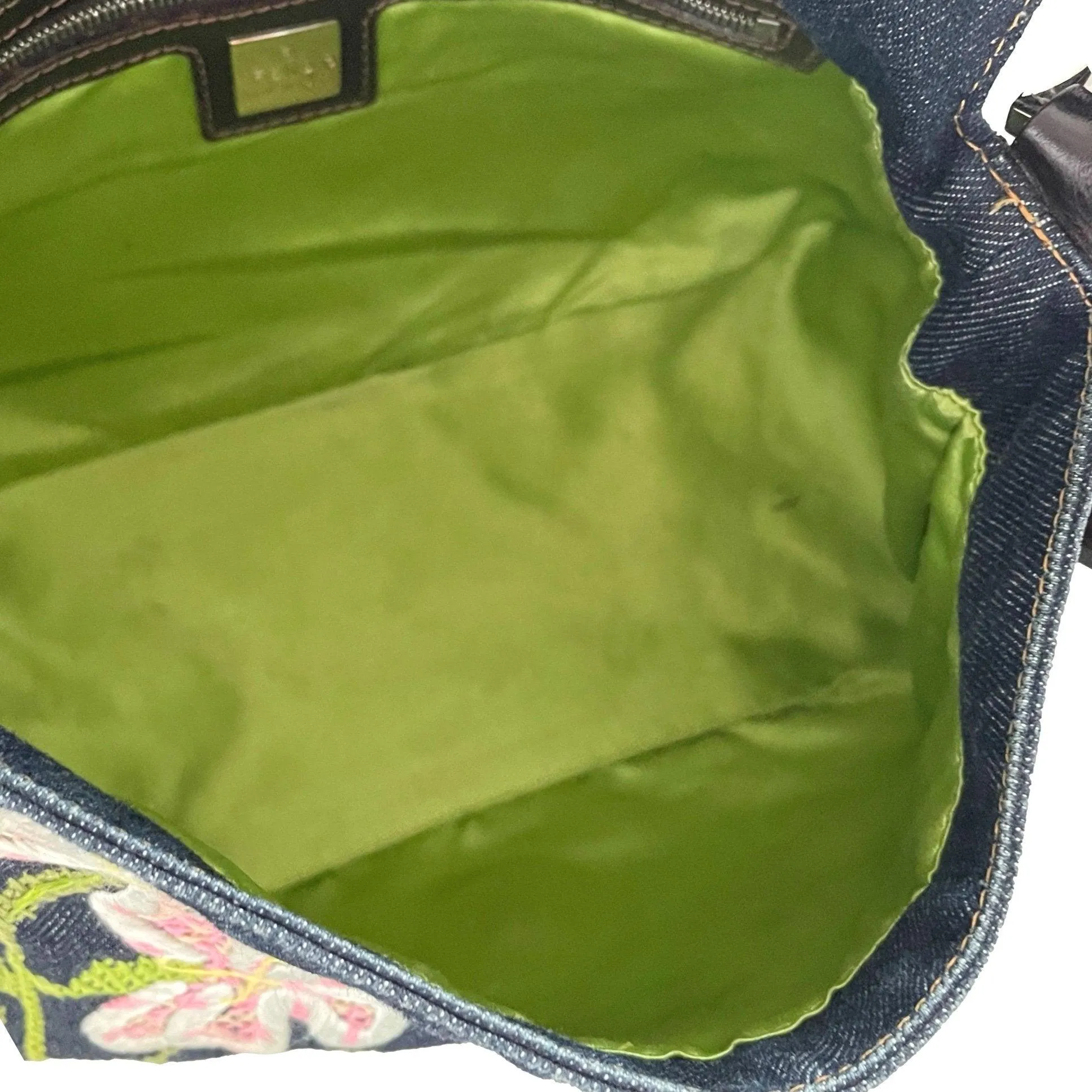 Fendi Floral Denim Shoulder Bag