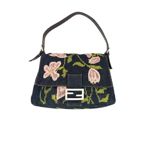 Fendi Floral Denim Shoulder Bag