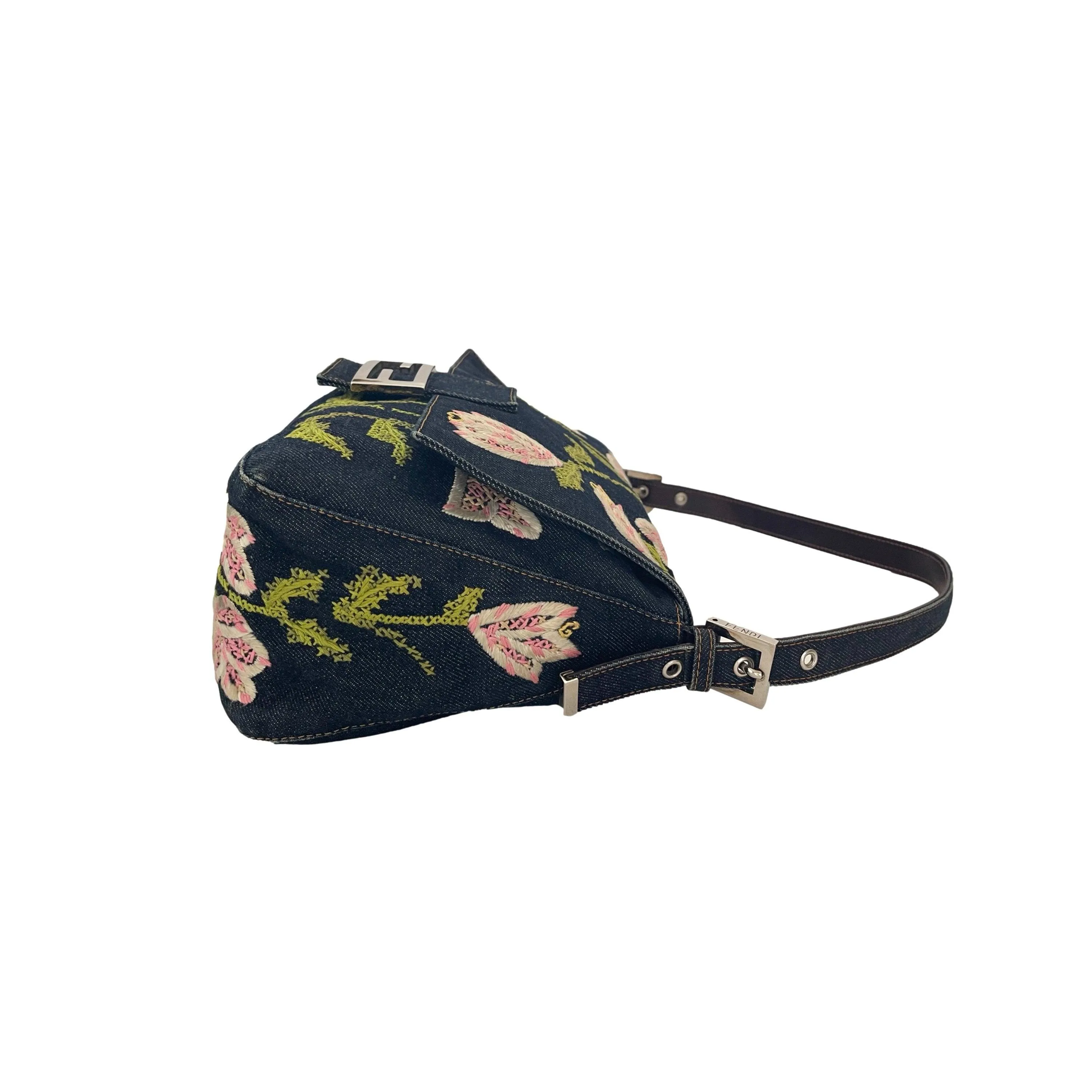 Fendi Floral Denim Shoulder Bag