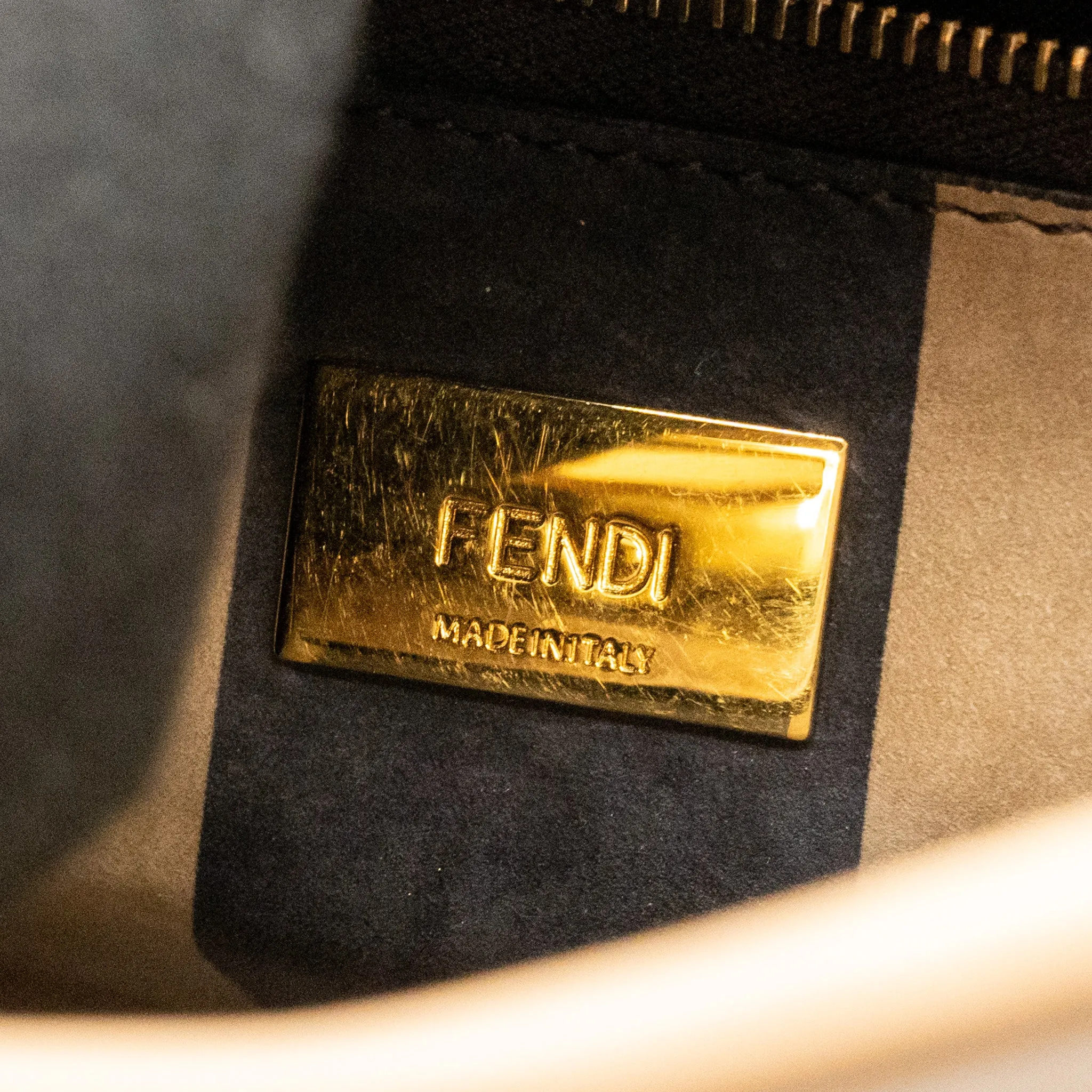 FENDI Mini Peekaboo Calfskin Beige GHW