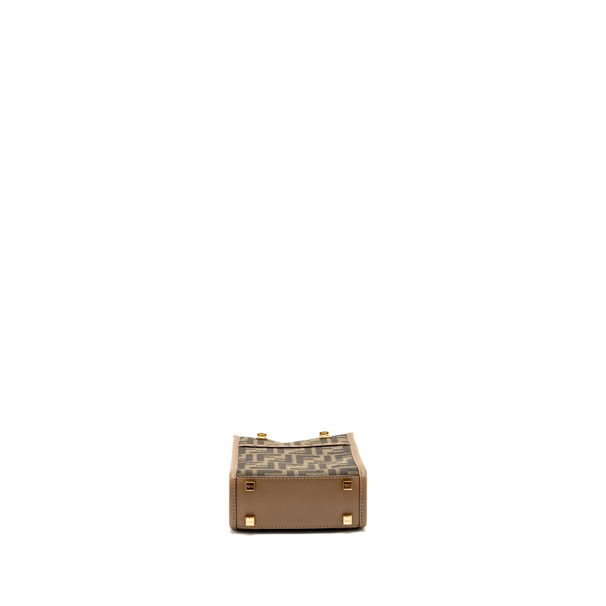 FENDI Mini Sunshine Shopper Bag FF Canvas/Calfskin Brown GHW