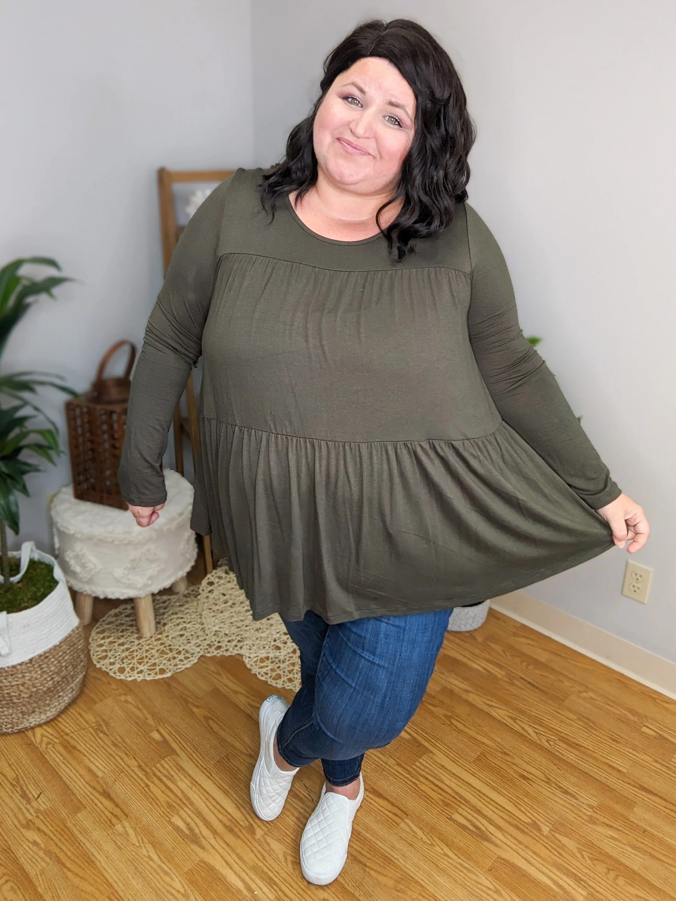Fiona Flowy Tiered Long Sleeve Top (4 colors)