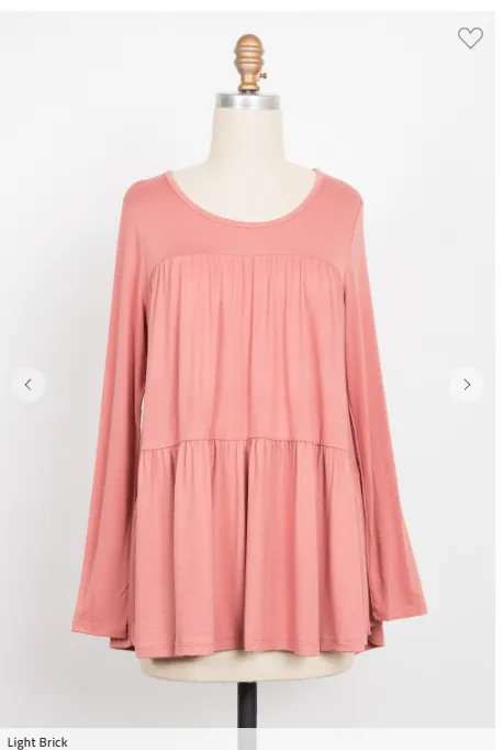 Fiona Flowy Tiered Long Sleeve Top (4 colors)