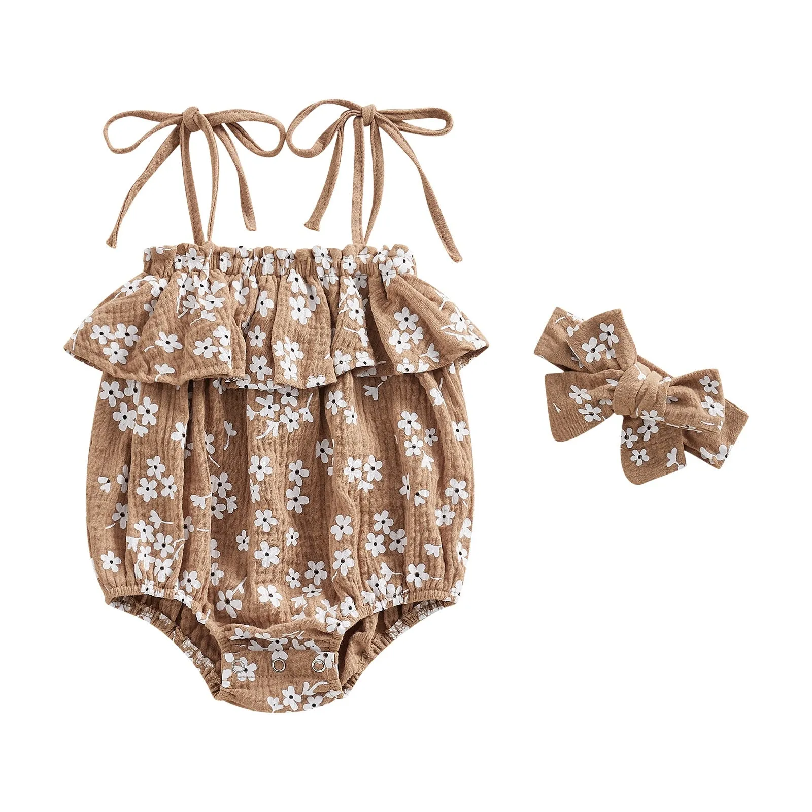 Floral Sleeveless Romper  Ruffle