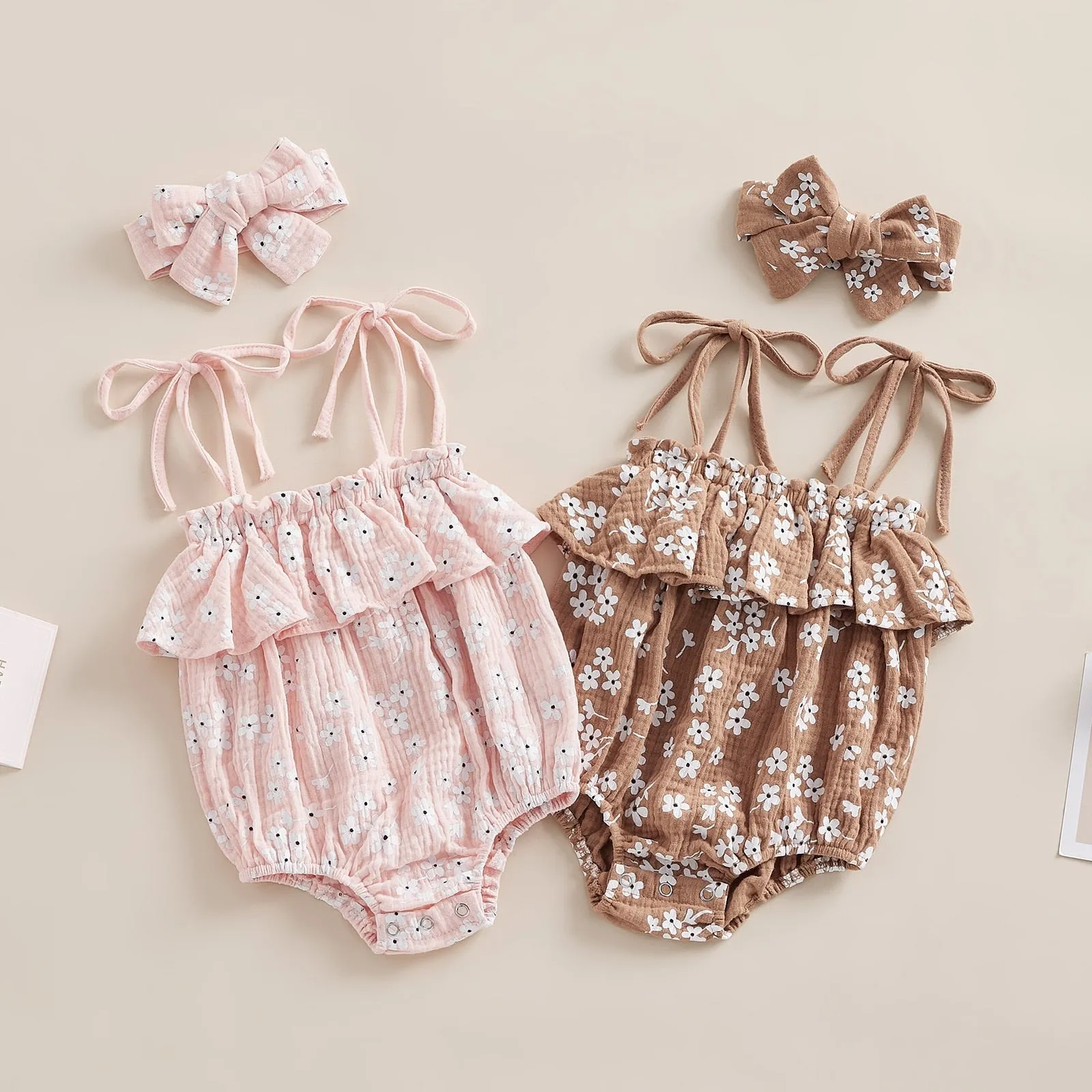 Floral Sleeveless Romper  Ruffle