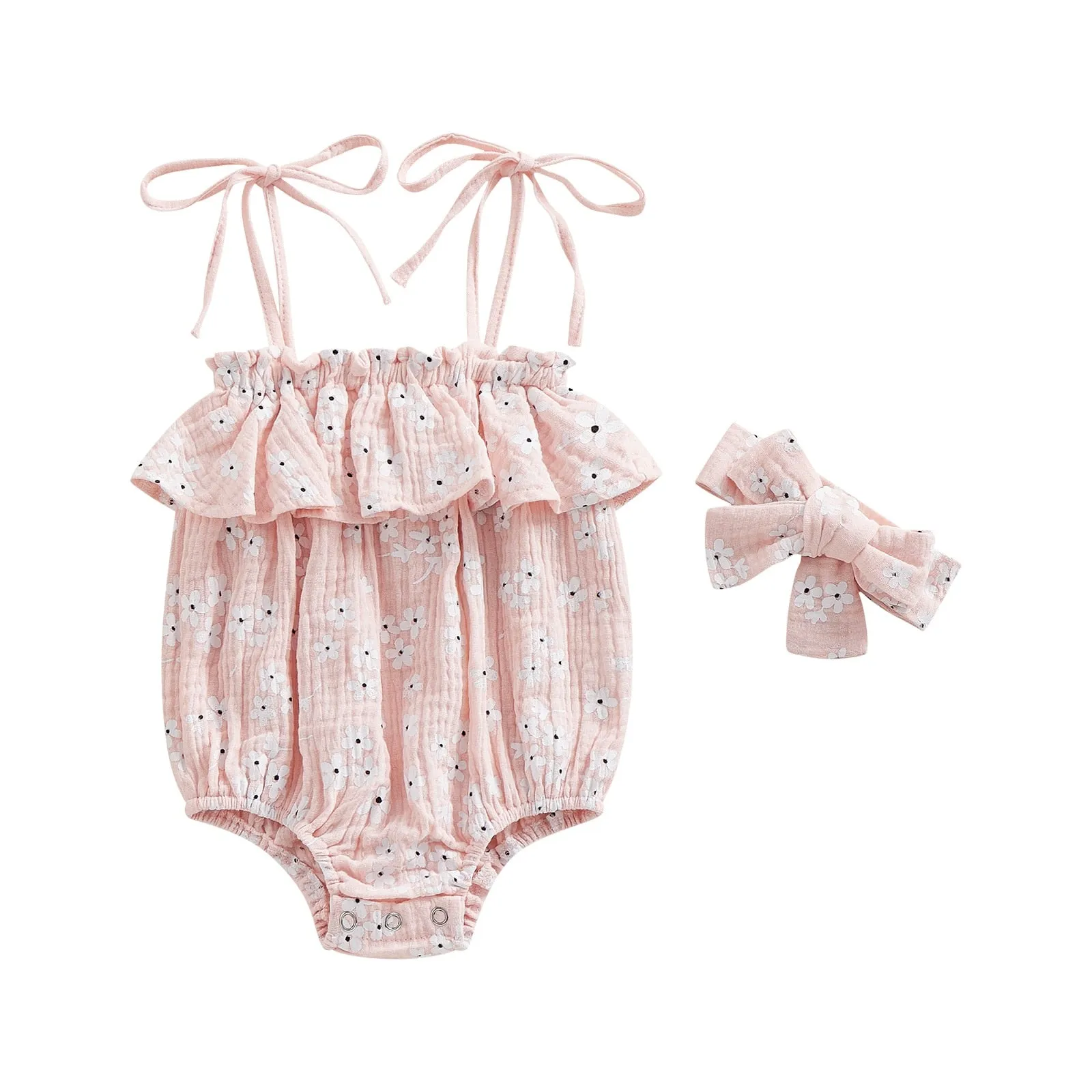 Floral Sleeveless Romper  Ruffle