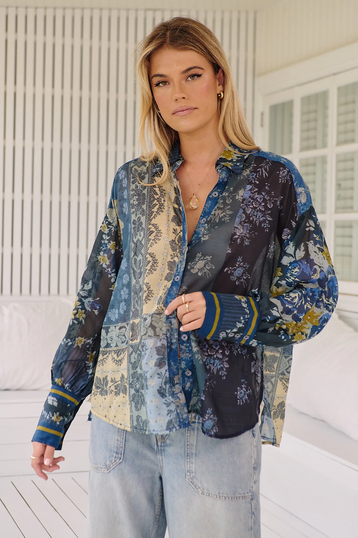 Flower Patch Top- Indigo Combo~ Free People