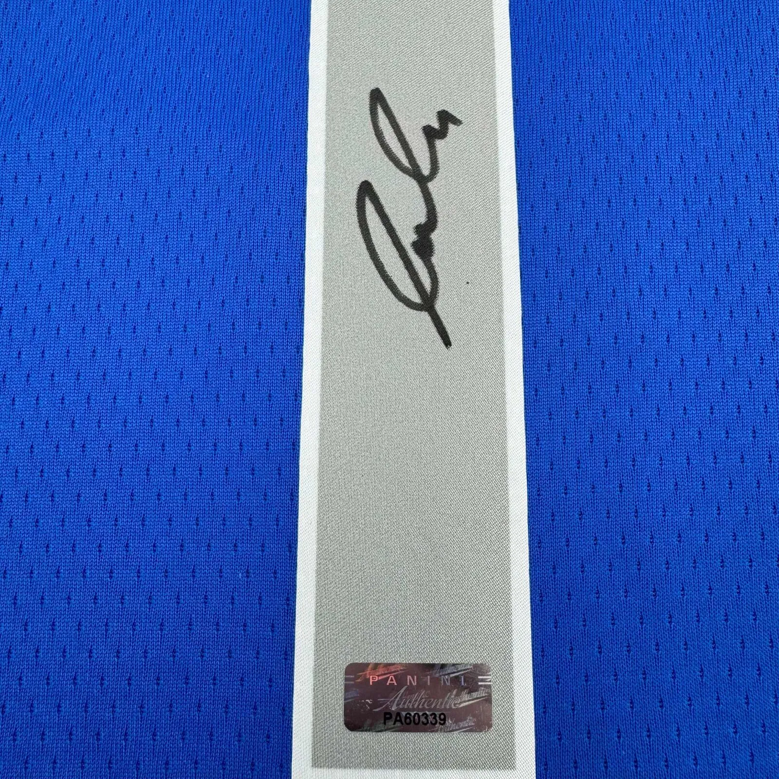 Framed Autographed/Signed Luka Doncic 35x39 Mavericks Blue Jersey Panini COA