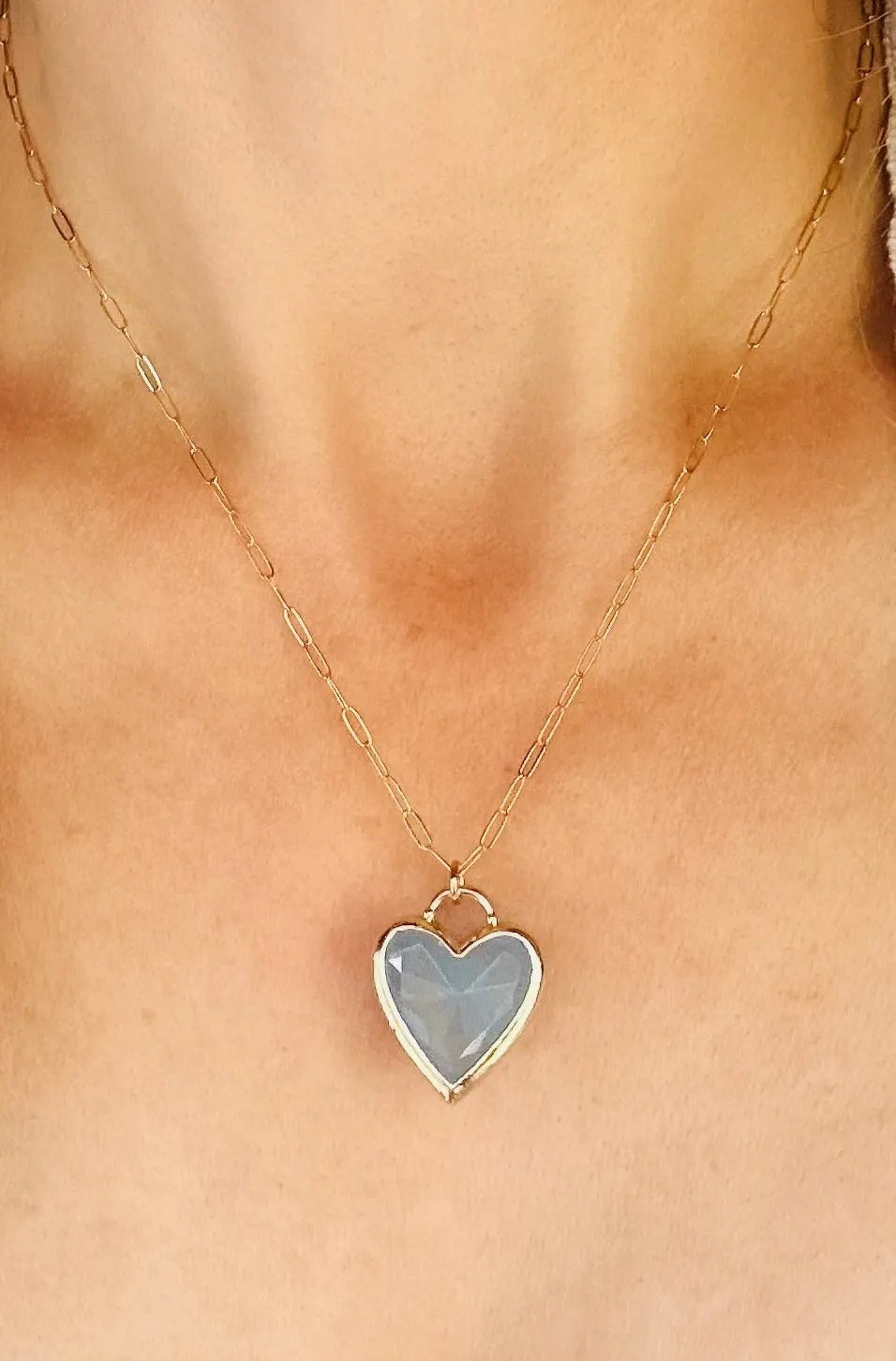 Framed Heart Pendant-Rose Quartz