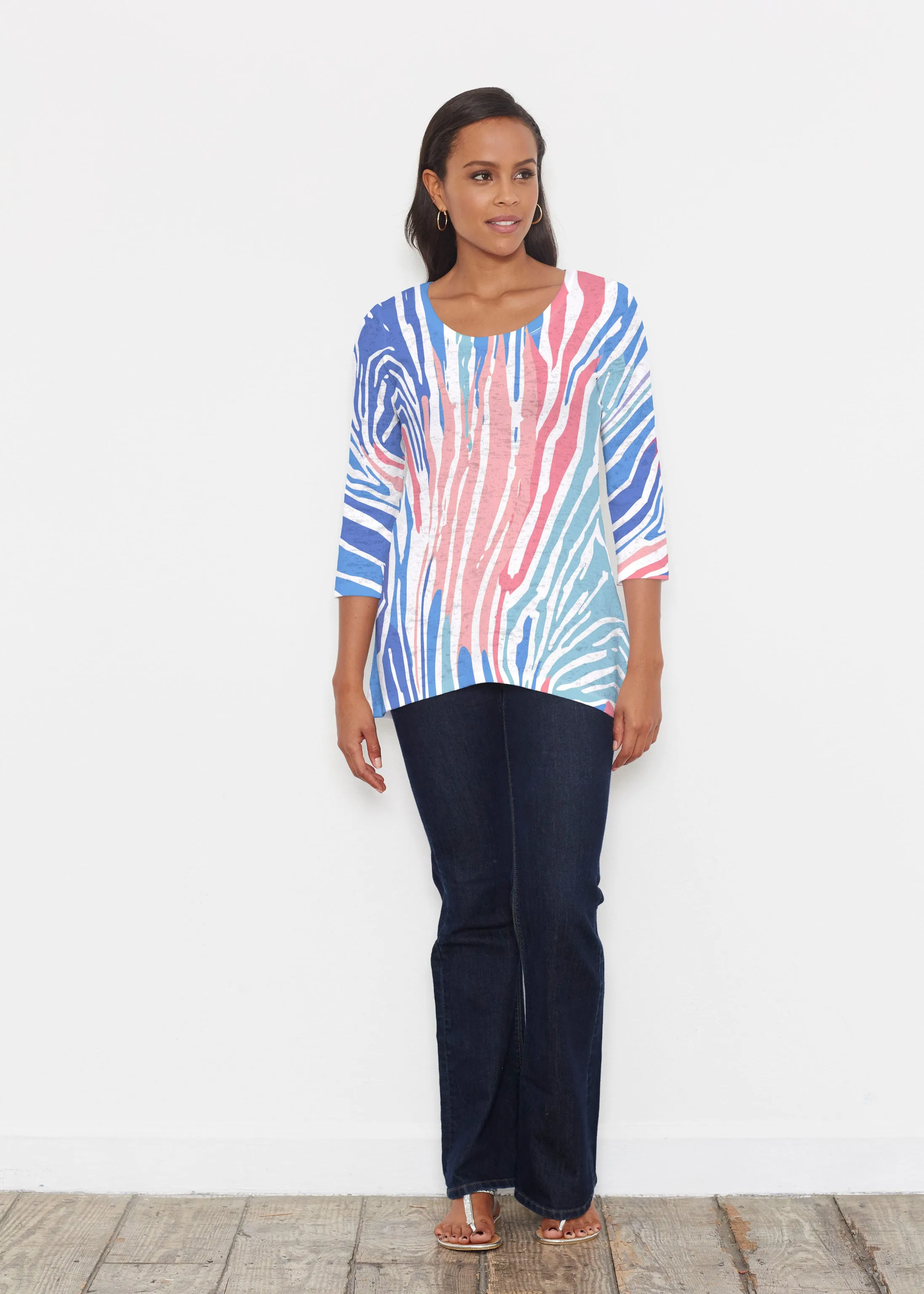 Fruity Stripes (14272) ~ Katherine Hi-Lo Thermal Tunic