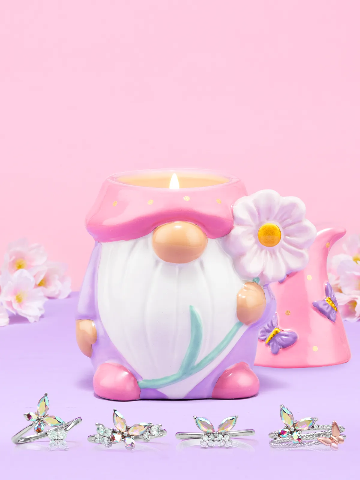 Garden Gnome Candle - Butterfly Ring Collection
