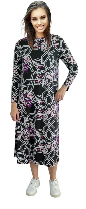 Geometric Floral Flowy Dress