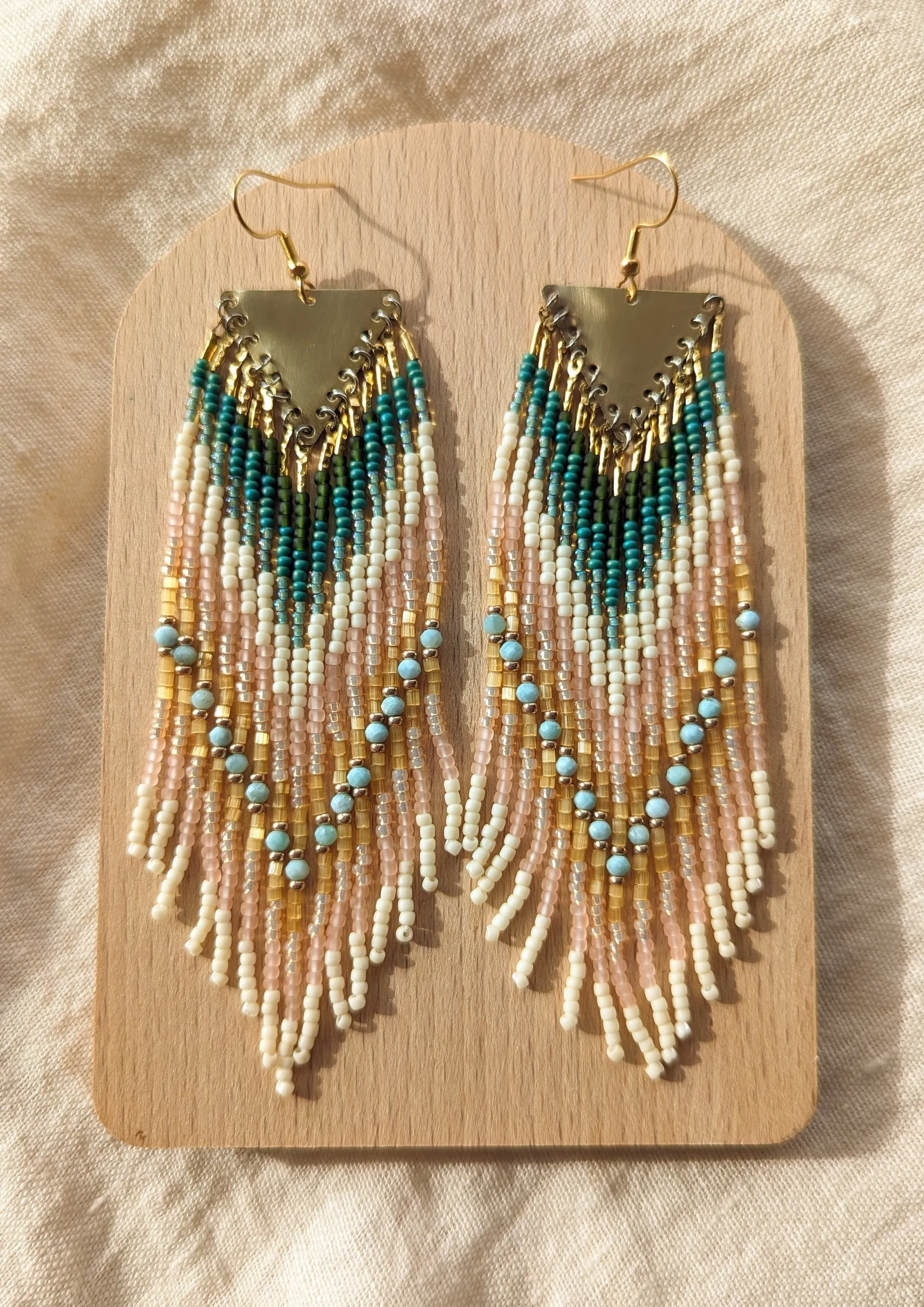 Gloria Pastel Larimar Boho Beaded Earrings