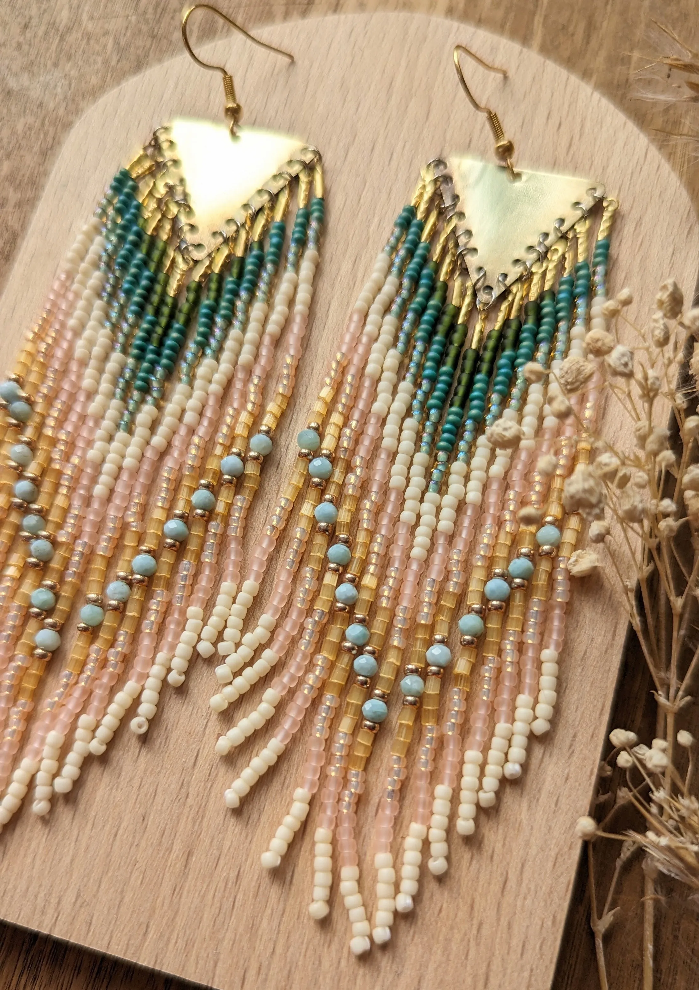 Gloria Pastel Larimar Boho Beaded Earrings