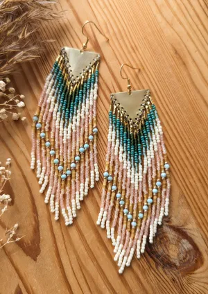 Gloria Pastel Larimar Boho Beaded Earrings