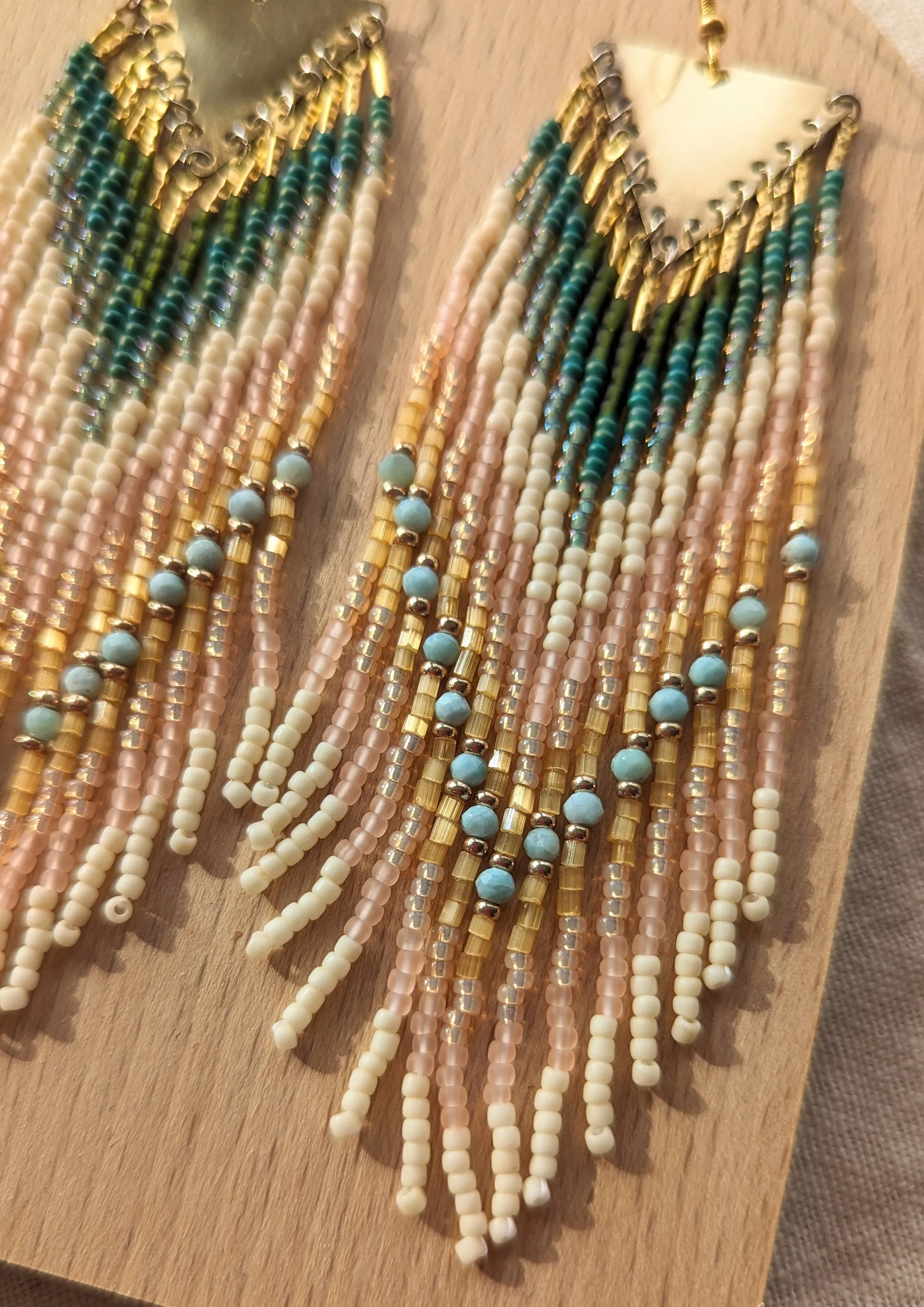 Gloria Pastel Larimar Boho Beaded Earrings