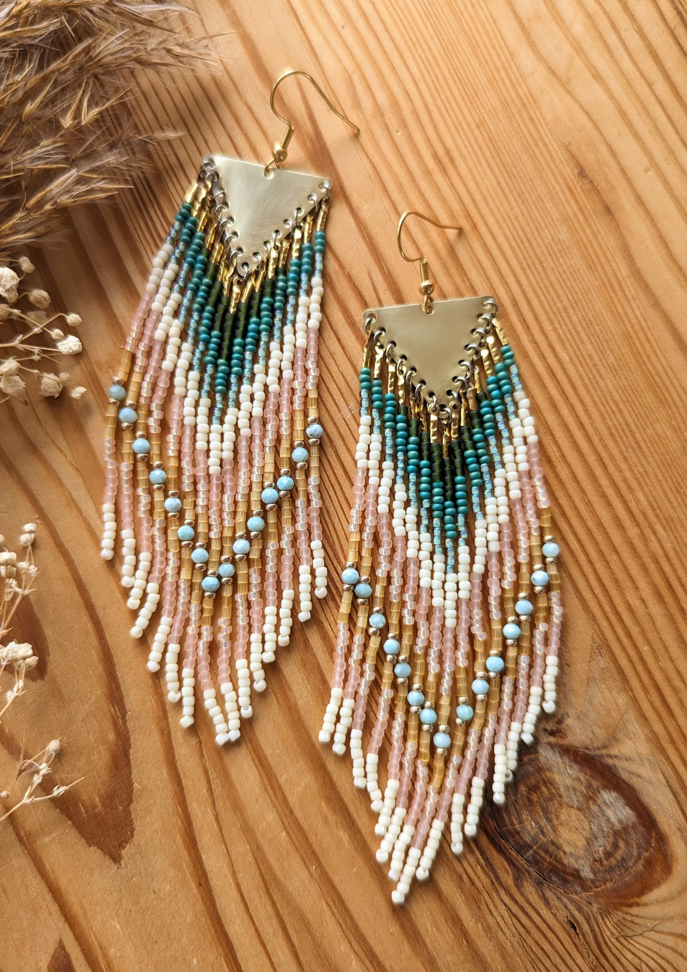 Gloria Pastel Larimar Boho Beaded Earrings