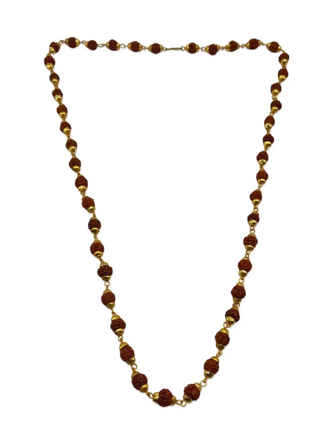 Gold Plated Rudraksha  Simple Design Long Chain Necklace