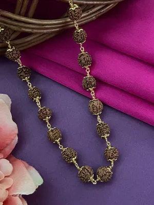 Gold Plated Simple Rudraksha Mala Necklace