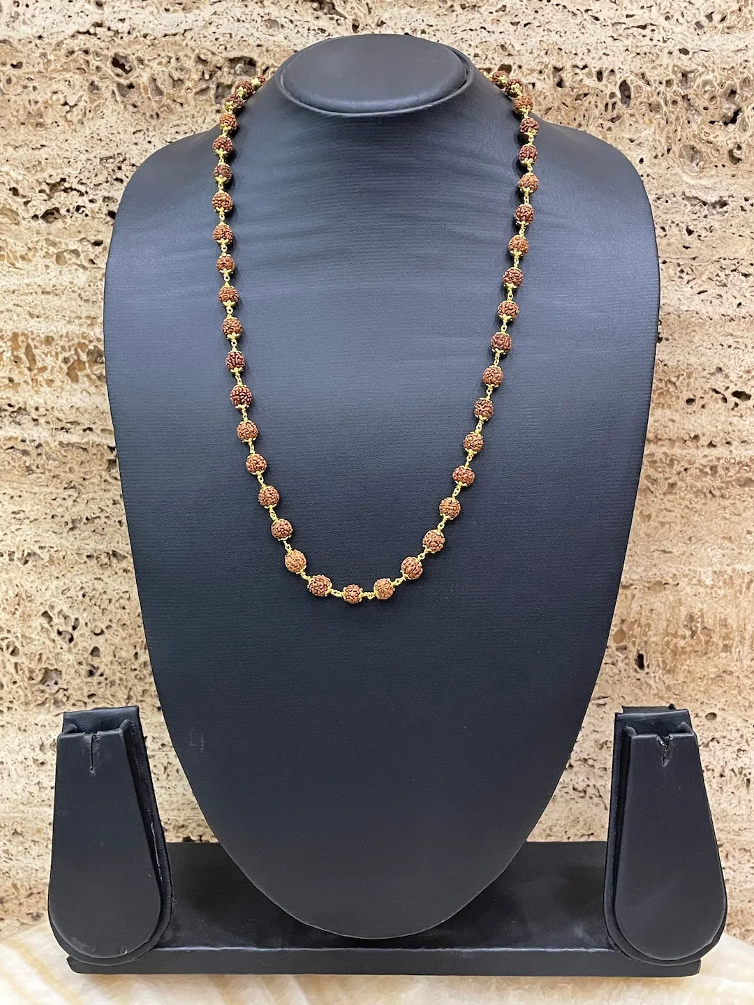 Gold Plated Simple Rudraksha Mala Necklace