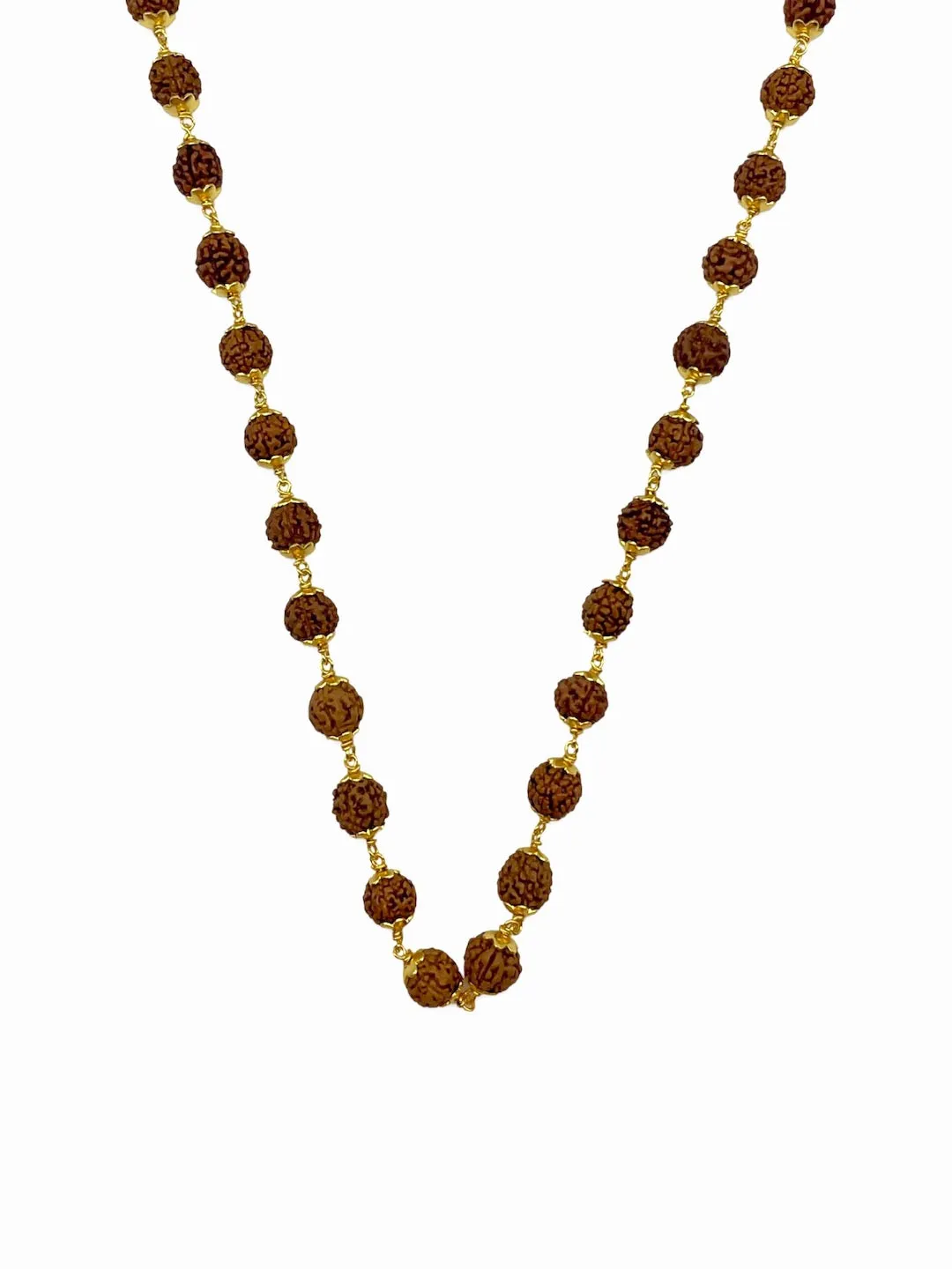 Gold Plated Simple Rudraksha Mala Necklace