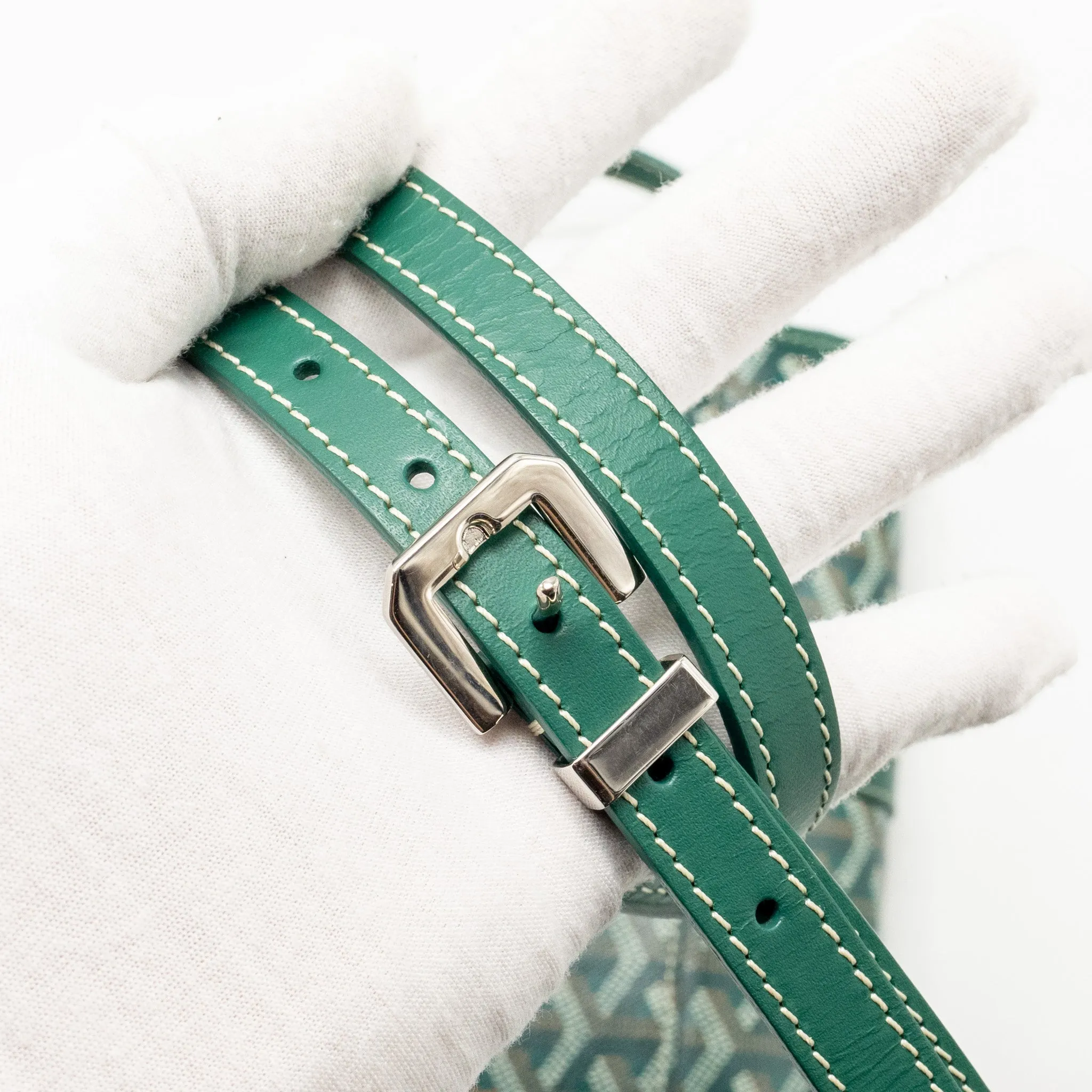 Goyard Belvedere PM Messenger Bag Goyardline Canvas Green SHW