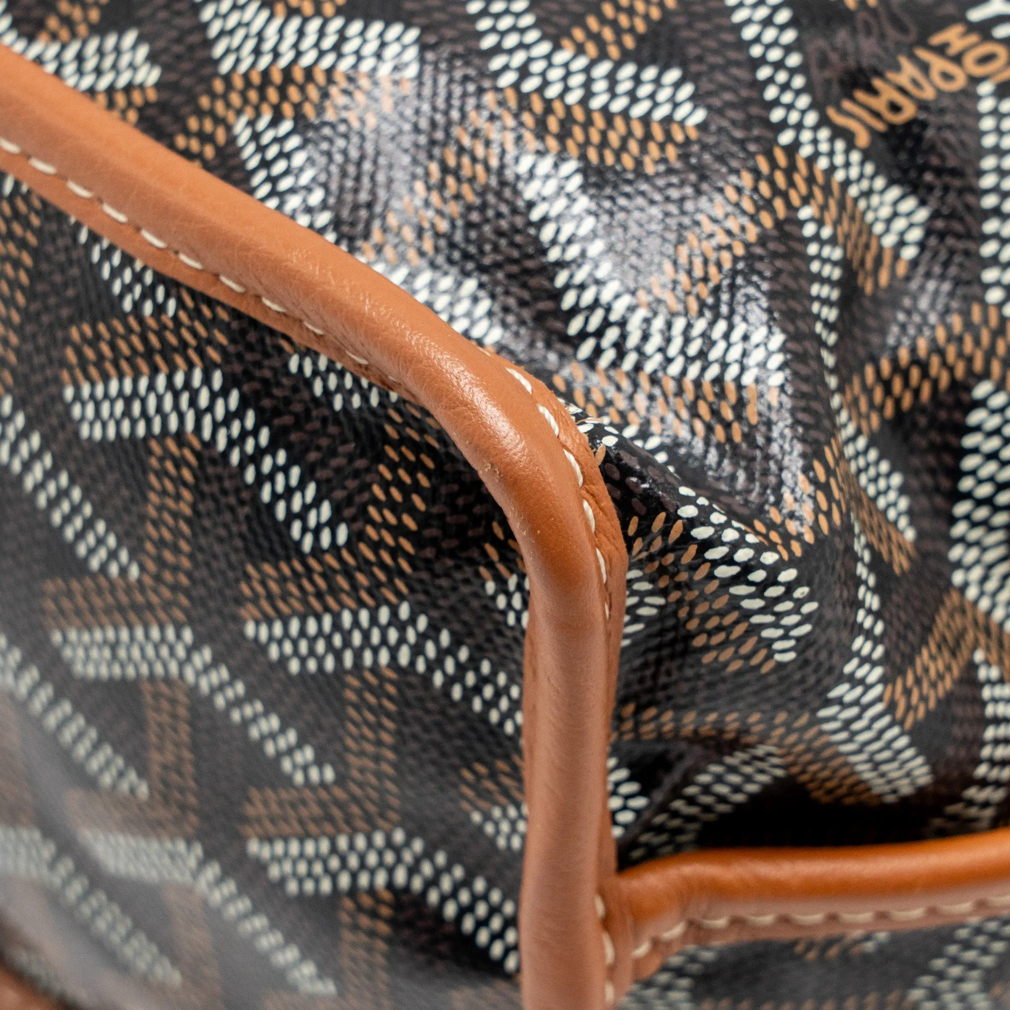 Goyard Mini Anjou Tote Goyardline Canvas/Leather Tan/Black SHW