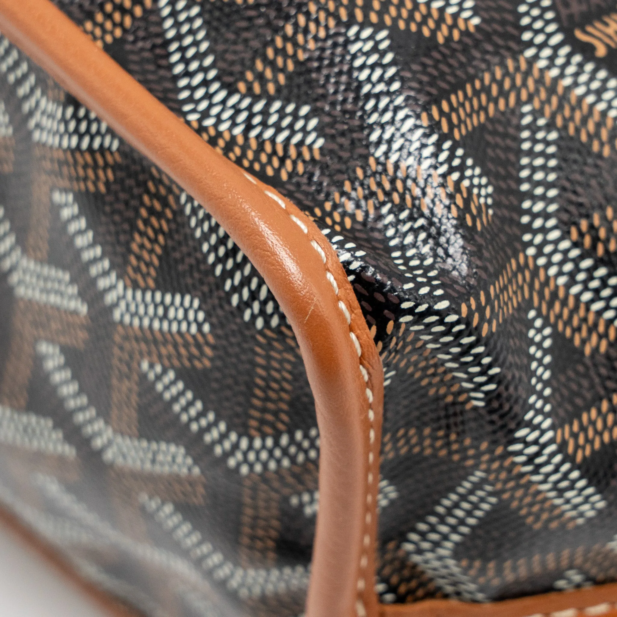 Goyard Mini Anjou Tote Goyardline Canvas/Leather Tan/Black SHW